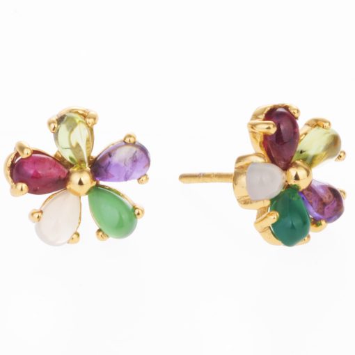 Floral Gemstone Stud Earrings